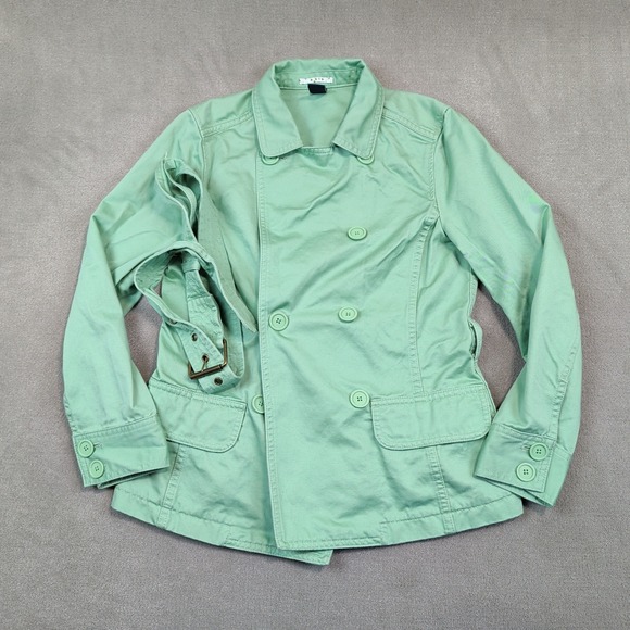 Gap Vintage Belted Trench Jacket Small Mint Green Cotton Double Breasted Peacoat — photo 2
